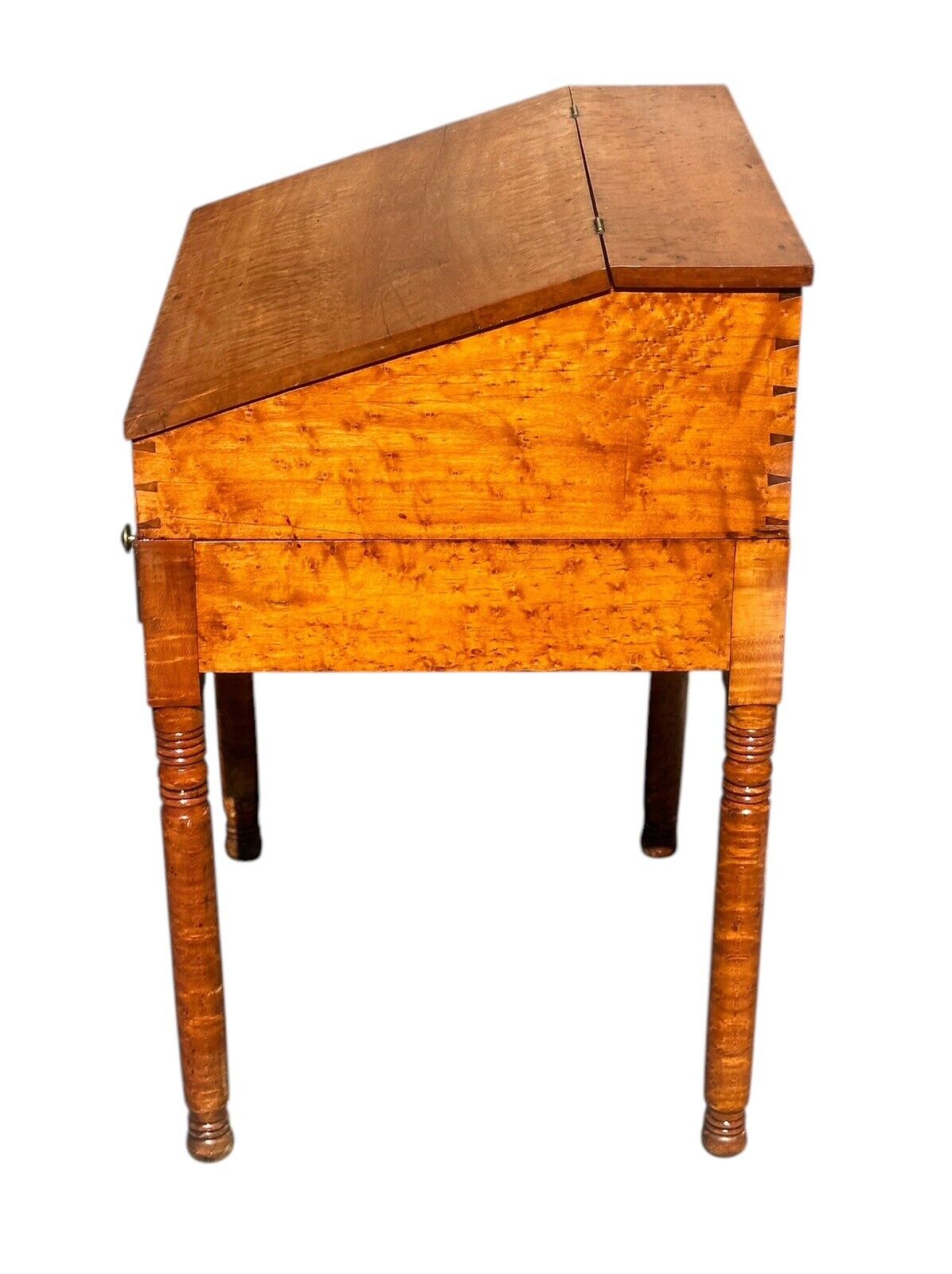 Antique Federal Period Solid Bird's Eye Maple Clerk's Desk With Single Drawer - Bay Colony Antiques Antiques:Furniture:Desks & Secretaries