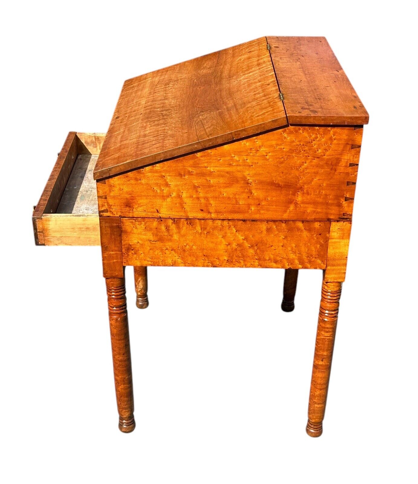 Antique Federal Period Solid Bird's Eye Maple Clerk's Desk With Single Drawer - Bay Colony Antiques Antiques:Furniture:Desks & Secretaries