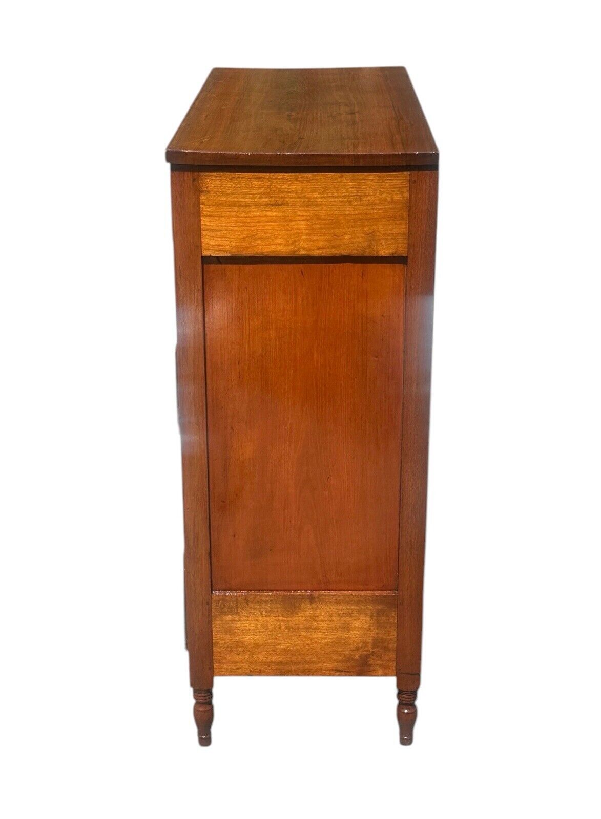 Antique Federal Southern Walnut Tall Chest With Barber Pole Inlay & Scrollwork - Bay Colony Antiques Antiques:Furniture:Dressers & Chests of Drawers