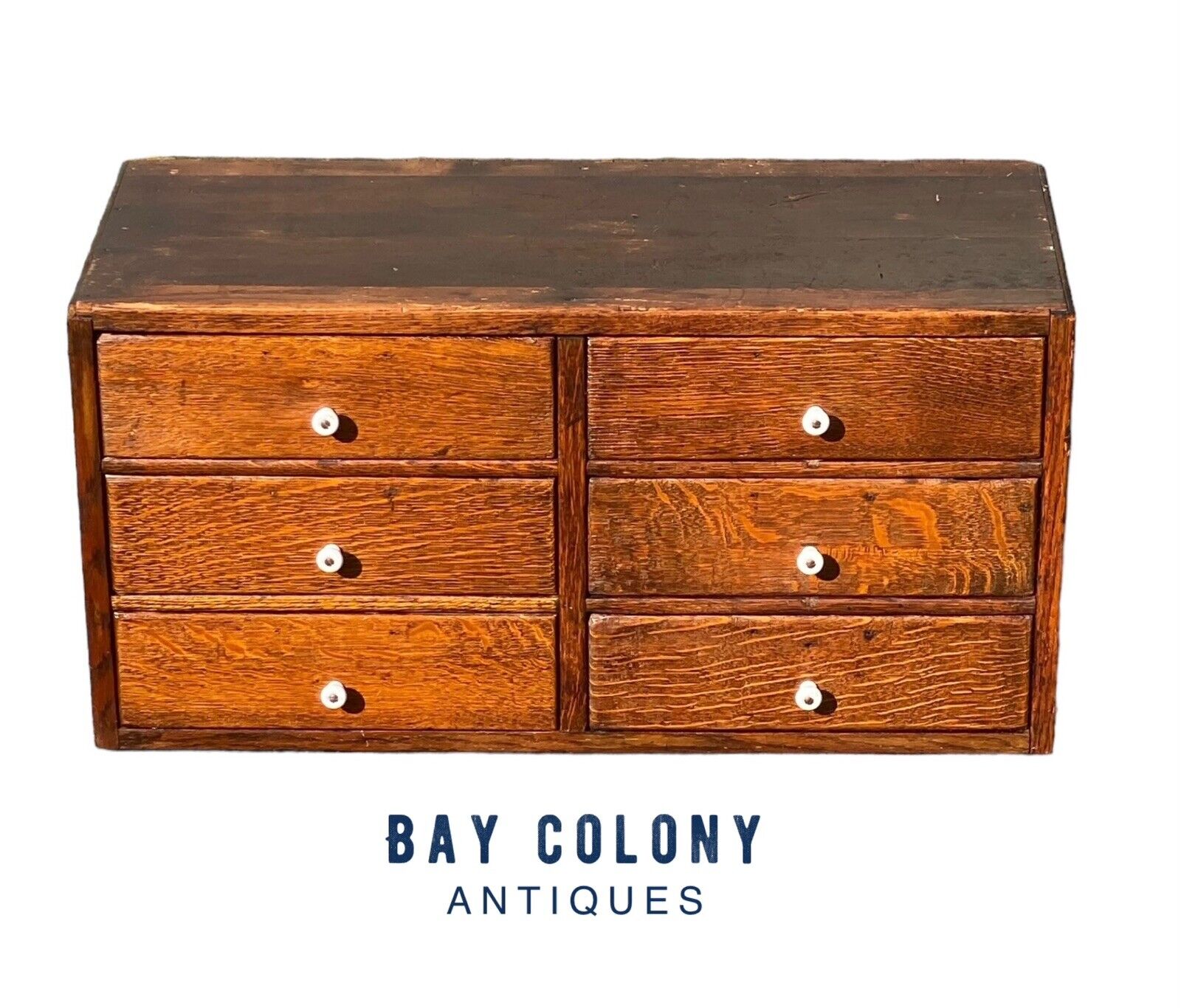 Antique Globe Wernicke 6 Drawer Oak Desktop File Cabinet - Bay Colony Antiques Antiques:Furniture:Cabinets & Cupboards