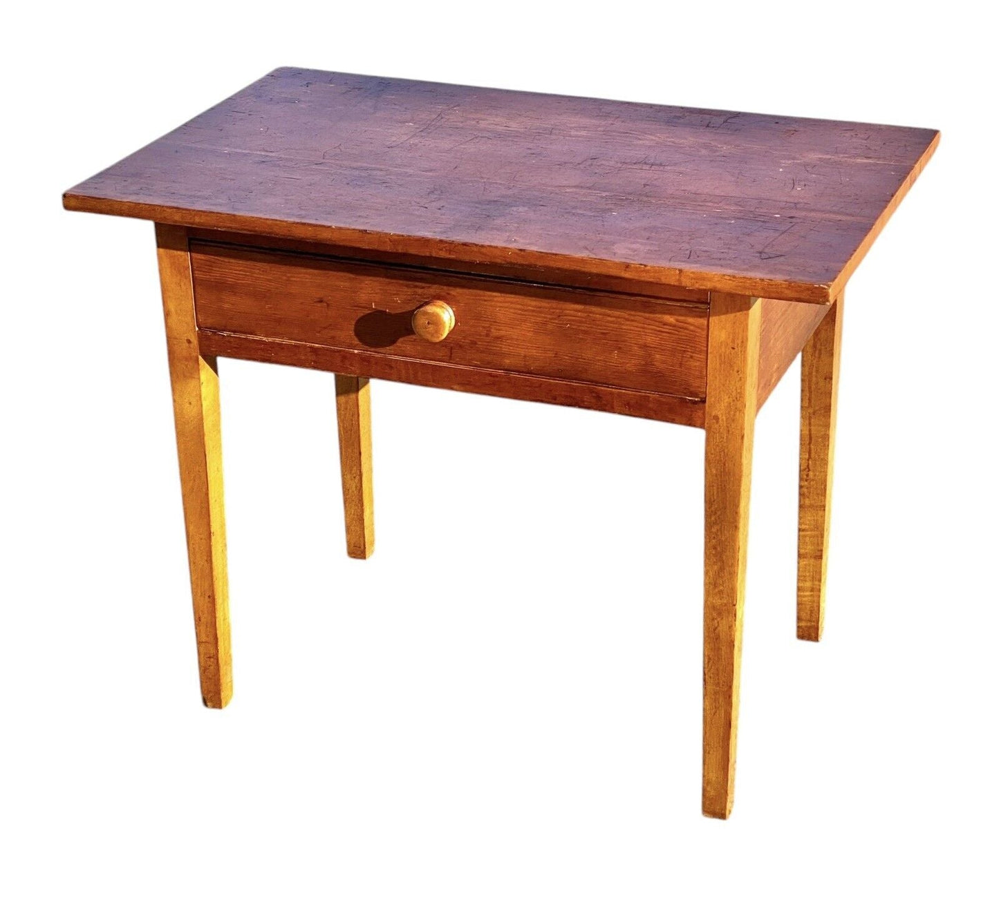 Antique New Hampshire Hepplewhite Maple & Pine Tavern Table with Drawer - Bay Colony Antiques Antiques:Furniture:Tables