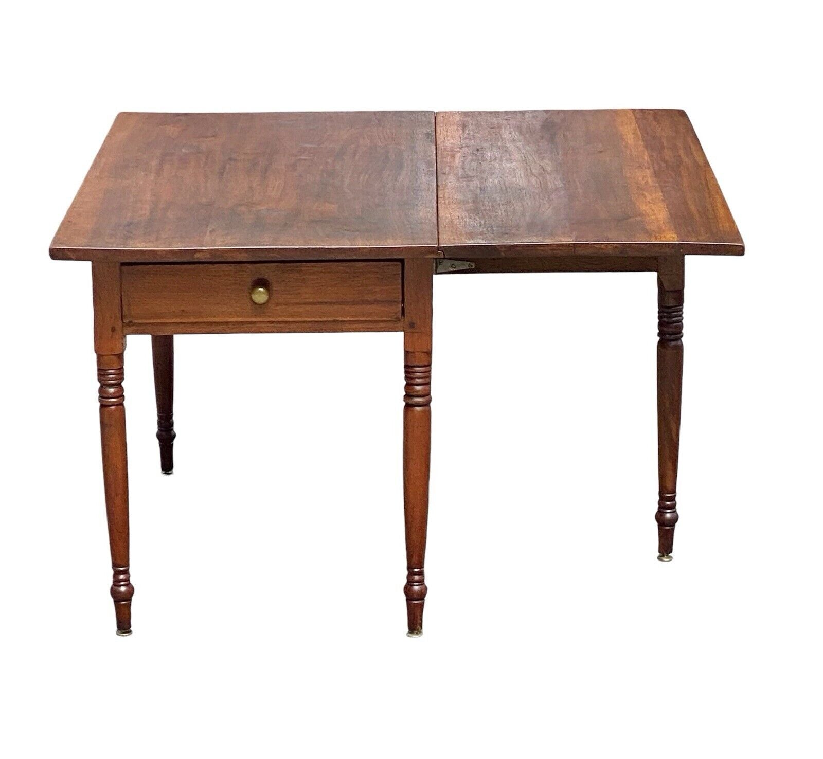 Antique Pennsylvania Walnut Country Dropleaf Bakers Table With Large Drawer - Bay Colony Antiques Antiques:Furniture:Tables