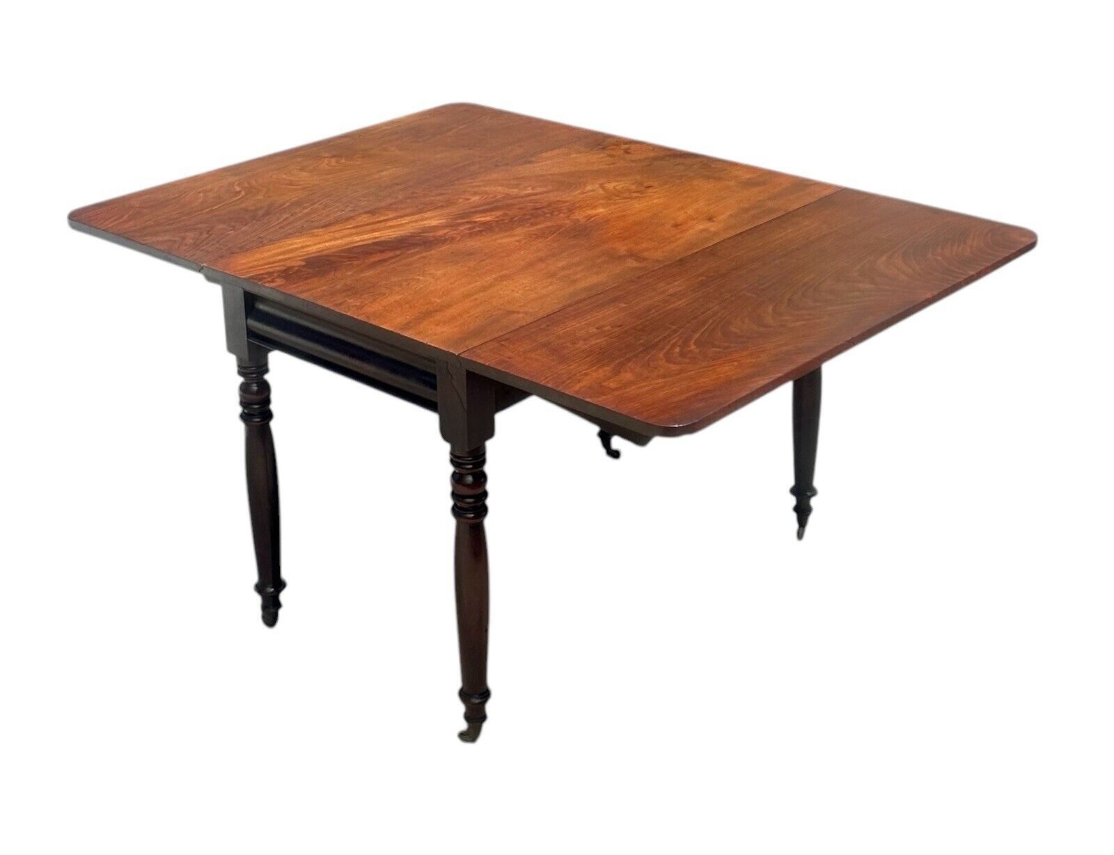 Antique Sheraton Boston Figured Plum Pudding Mahogany Dropleaf Dining Table - Bay Colony Antiques Antiques:Furniture:Tables