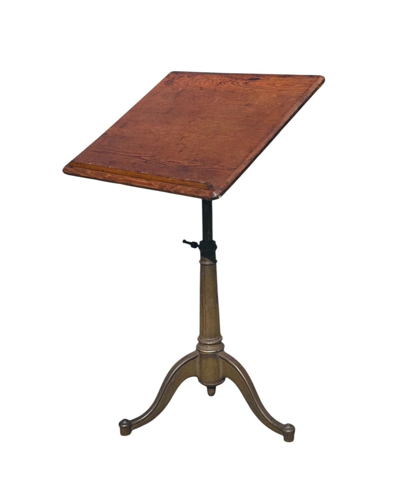 Antique Victorian Oak & Cast Iron Telescoping Drafting Table With Bronze Paint - Bay Colony Antiques Antiques:Furniture:Tables