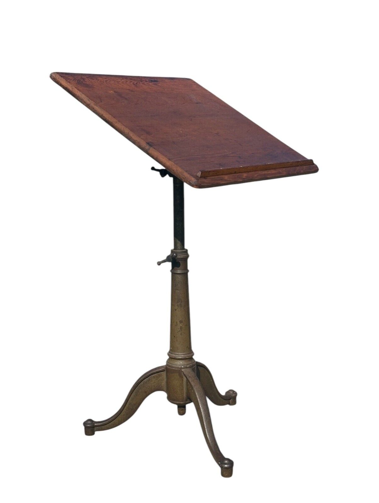 Antique Victorian Oak & Cast Iron Telescoping Drafting Table With Bronze Paint - Bay Colony Antiques Antiques:Furniture:Tables