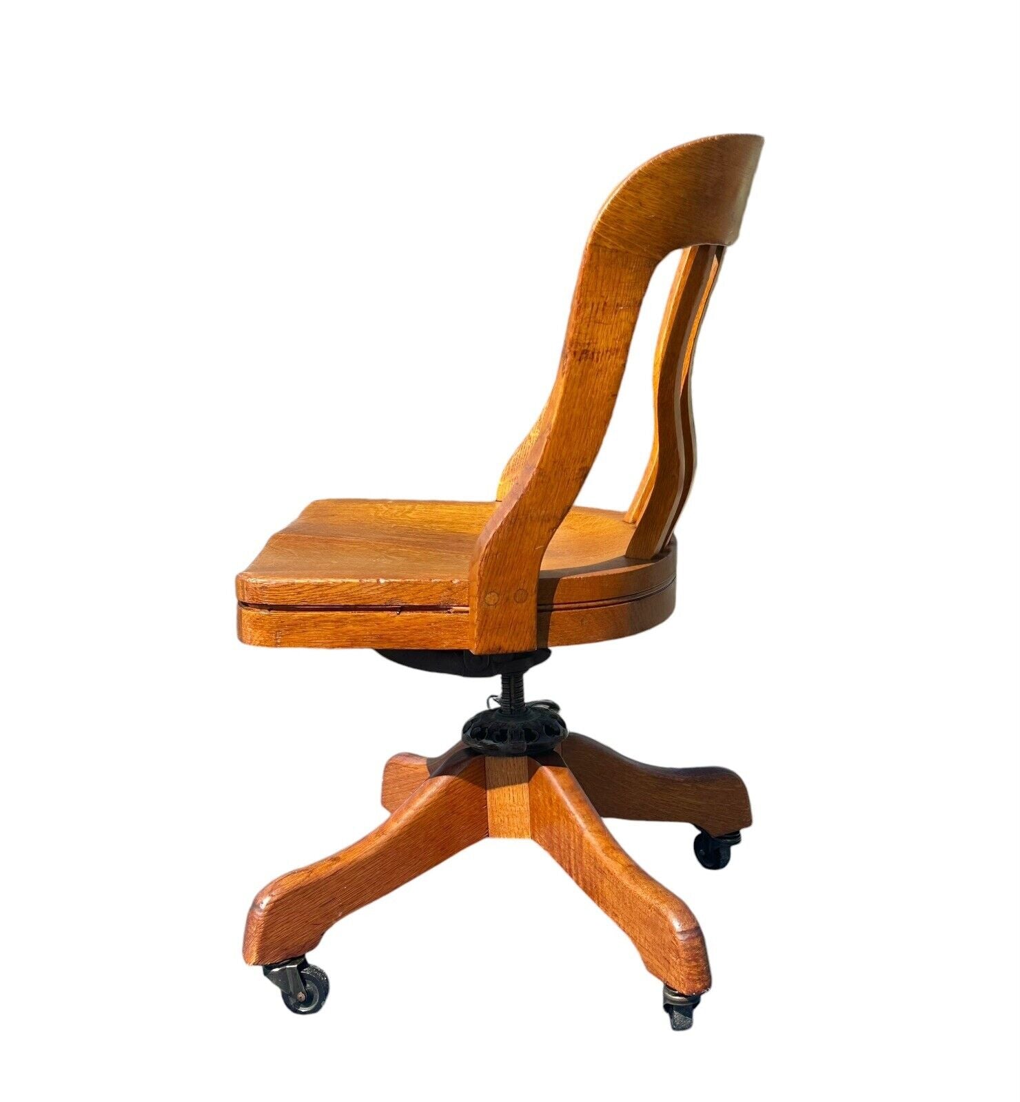 Colony Computer Chair Antique Victorian Tiger Oak Swivel Office Desk Chair by Milwaukee Chai ...