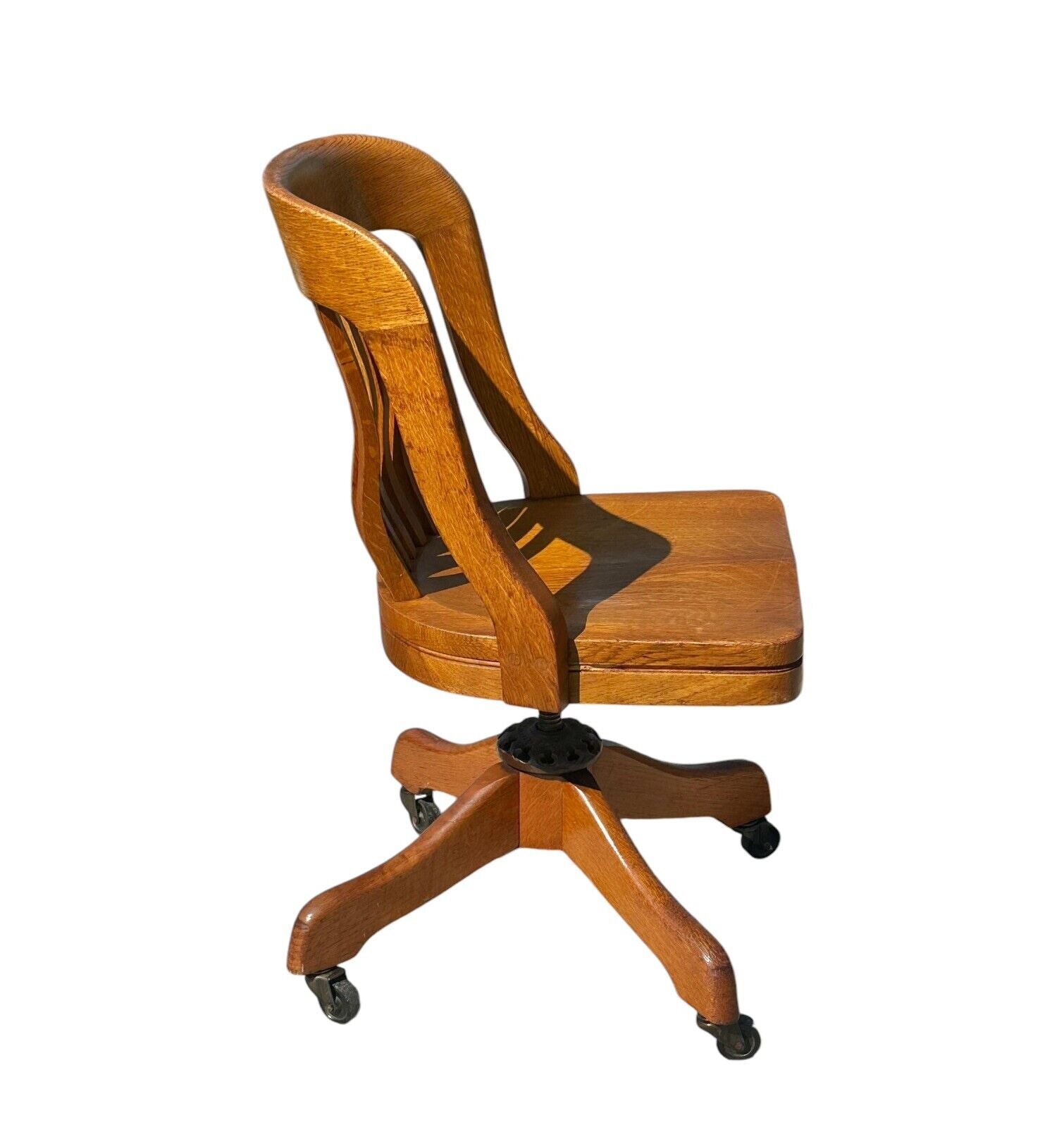 Colony Computer Chair Antique Victorian Tiger Oak Swivel Office Desk Chair by Milwaukee Chai ...