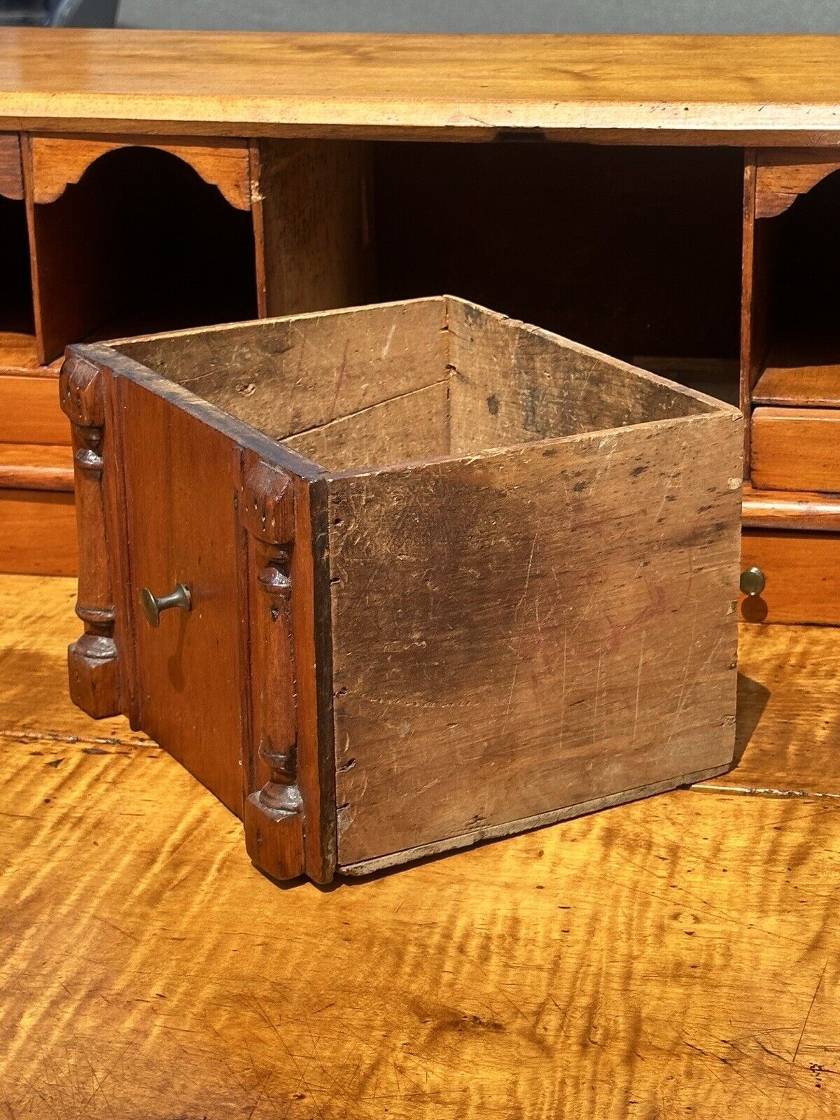 Chippendale New Hampshire Tiger Maple Slant Lid Desk With Full Stepback Interior - Bay Colony Antiques Antiques:Furniture:Desks & Secretaries