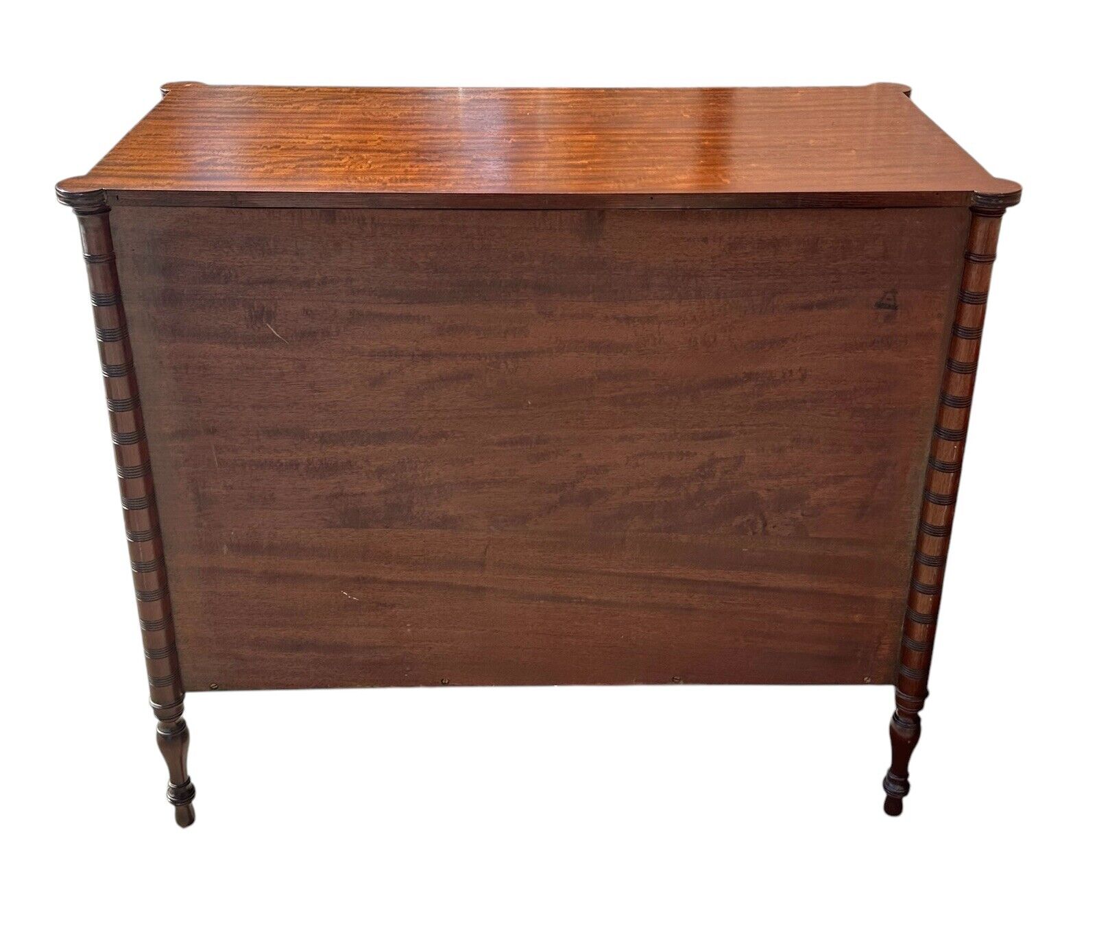 New England Tiger Maple & Mahogany Carved Dresser - Eagle & 13 Stars Brass Pulls - Bay Colony Antiques Antiques:Furniture:Dressers & Chests of Drawers