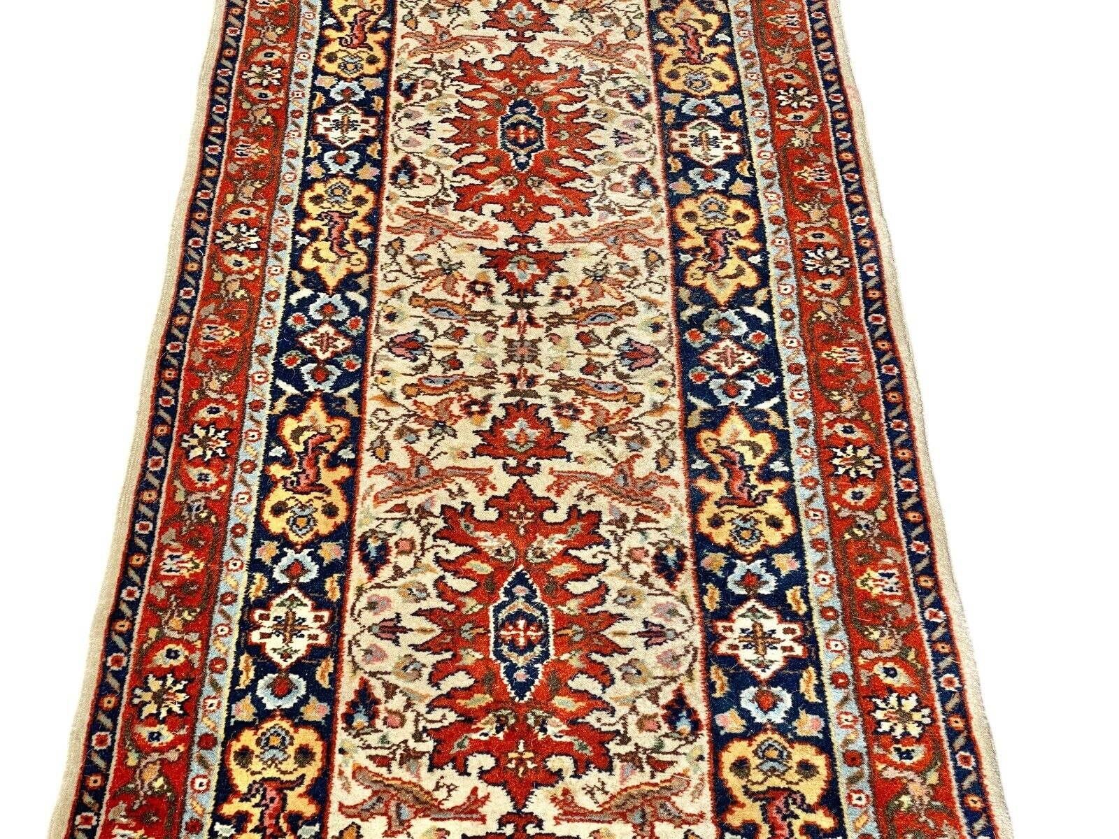 Semi - Antique 13+ Foot Persian Tabriz Runner Rug / Carpet with Birds & Deer - Bay Colony Antiques Antiques:Rugs & Carpets