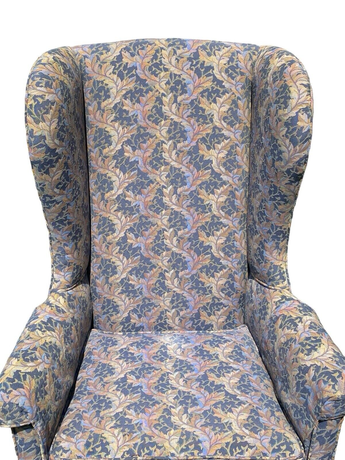 Vintage Diminutive Wingback Armchair with Foliate Fabric - Bay Colony Antiques Antiques:Furniture:Chairs