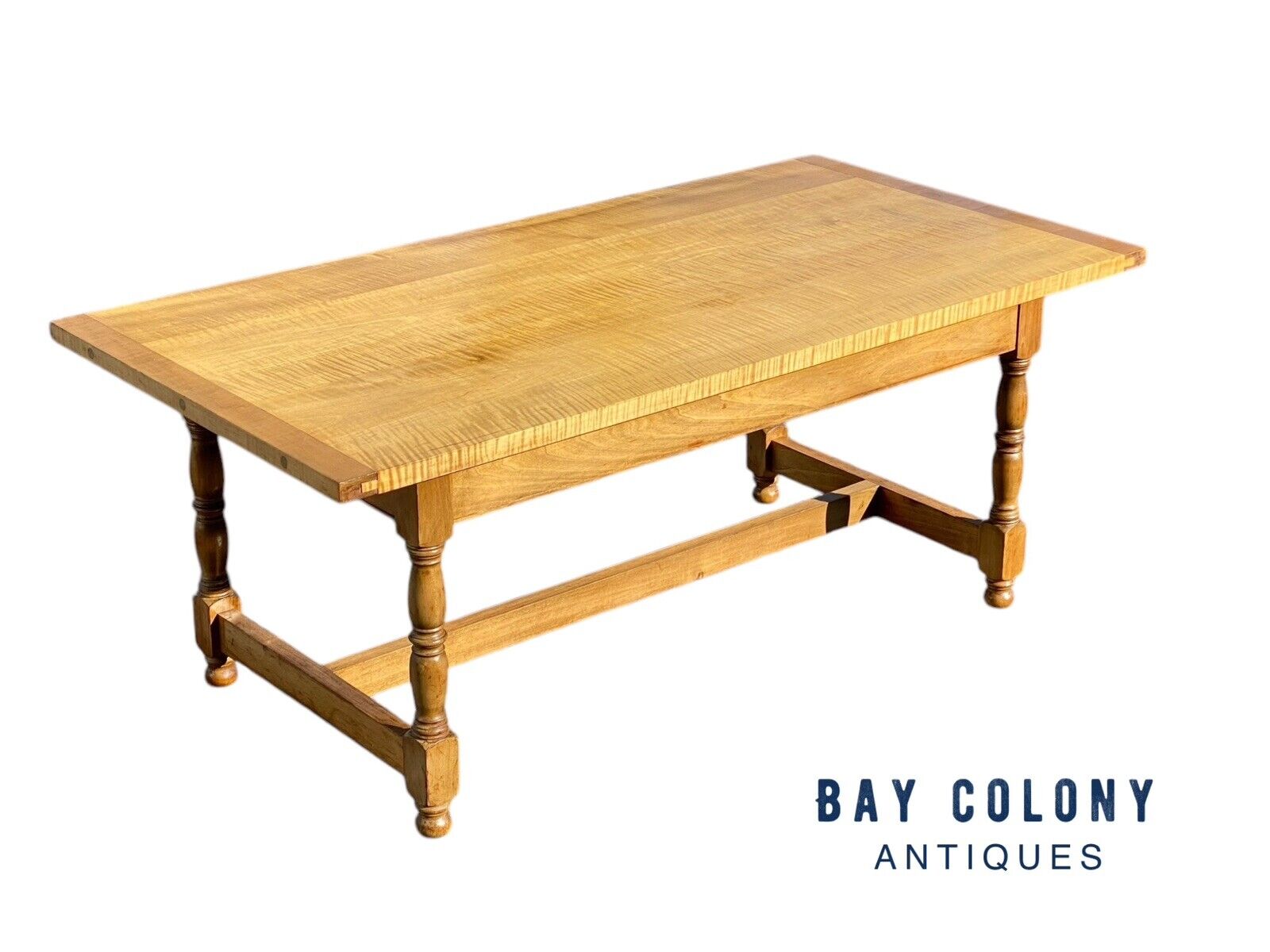 Vintage Tiger Maple Coffee Table - Bay Colony Antiques Antiques:Furniture:Tables