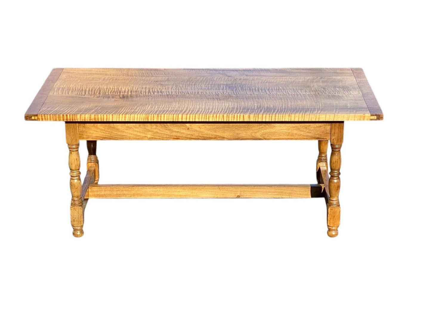 Vintage Tiger Maple Coffee Table - Bay Colony Antiques Antiques:Furniture:Tables