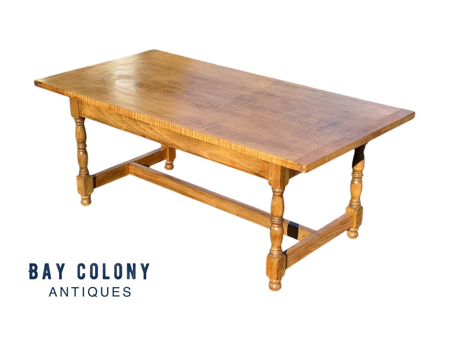 Vintage Tiger Maple Coffee Table - Bay Colony Antiques Antiques:Furniture:Tables