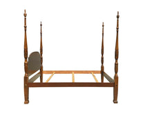 Load image into Gallery viewer, 20TH C CHIPPENDALE ANTIQUE STYLE QUEEN SIZE CHERRY CARVED TALL FOUR POST BED