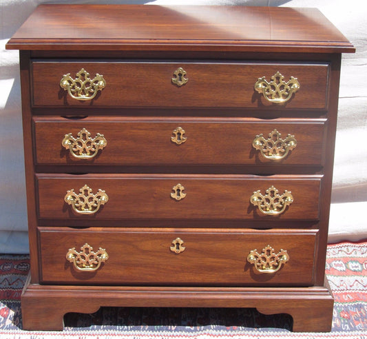 EXCELLENT HENKEL & HARRIS VIRGINIA GALLERIES SILVER MINI CHEST-BLACK WALNUT