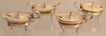 Load image into Gallery viewer, 2 PAIR SILVER SALT CELLARS WITH SPOONS