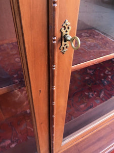 VICTORIAN WALNUT CARVED DOUBLE DOOR BOOKCASE ON 2 DRAWER BASE-SUPER FINE PIECE!