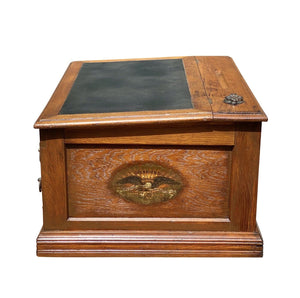 Antique Victorian Oak Six Drawer Merrick's Spool Cabinet - Original Eagle Decals