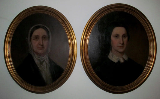 PAIR 19TH CENTURY OIL PORTRAITS OF MARY & CATHERINE HOLDSHIP OF ALLEGHENY CO. PA