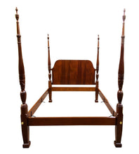 Load image into Gallery viewer, 20TH C QUEEN SIZE ANTIQUE CHIPPENDALE STYLE RICE CARVED MAHOGANY BED ~ COUNCILL