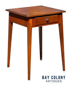 19th C Antique Walnut Hepplewhite Splayed Leg Worktable / Nightstand