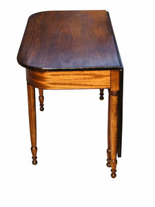 19TH C ANTIQUE SHERATON PERIOD DROP LEAF BANQUET / DINING TABLE