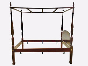 20TH C HENKEL HARRIS QUEEN SIZE MAHOGANY RICE CARVED PLANTATION TESTER BED