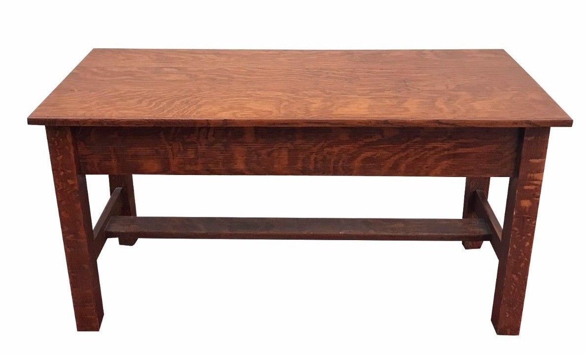 ANTIQUE MISSION OAK COFFEE TABLE IN HEAVY FLAKE SOLID TIGER OAK