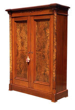 Load image into Gallery viewer, 19th C Antique Victorian Burl Walnut Wardrobe / Armoire - Thomas Brooks NYC