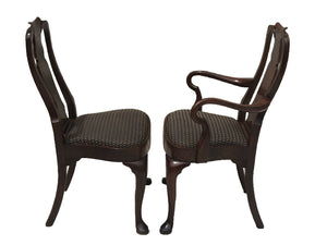 20TH C HENKEL HARRIS SET OF 12 MAHOGANY QUEEN ANNE ANTIQUE STYLE DINING CHAIRS