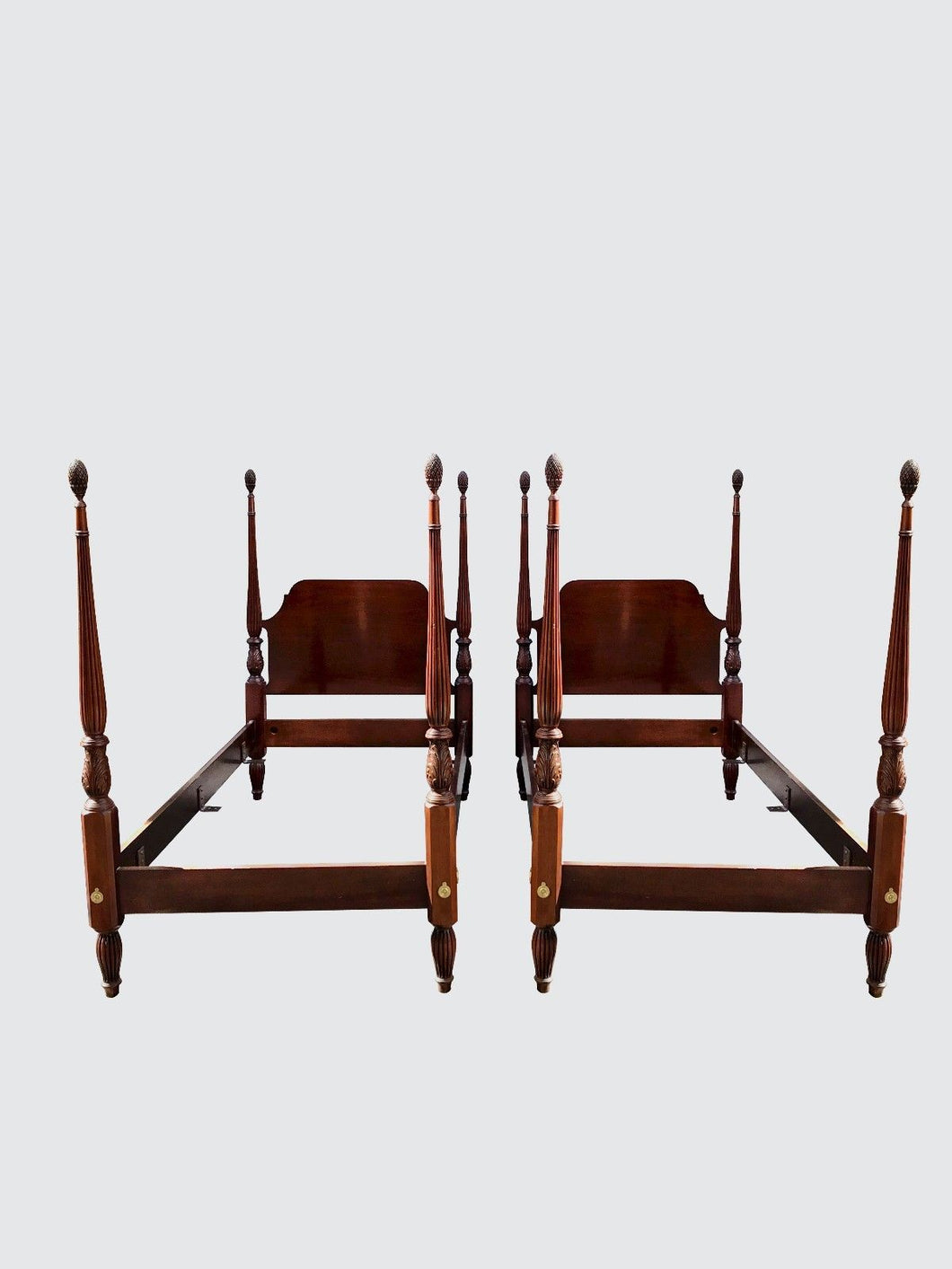 PAIR COUNCIL CRAFTSMAN FOUR POSTER TWIN MAHOGANY BEDS-THE FINEST!