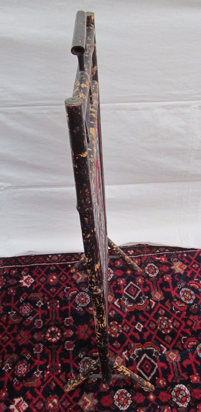 BEAUTIFUL VICTORIAN BAMBOO FIRESCREEN WITH FLORAL GLASS BEAD WORK DECORATION