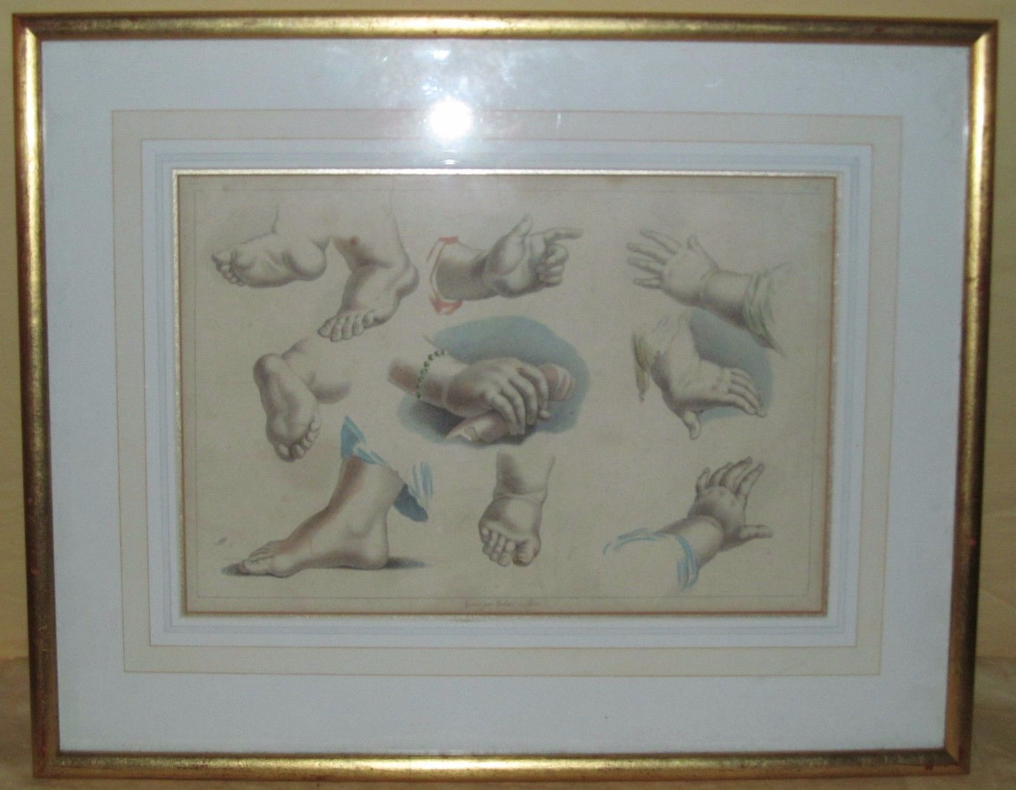 19TH CENTURY ARTIST'S STUDY COLORED LITHOGRAPH