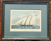 Load image into Gallery viewer, 20TH C VINTAGE FRAMED THE CLIPPER YACHT AMERICA NAUTICAL PRINT ~ CURRIER &amp; IVES