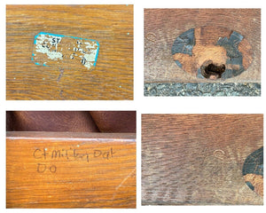 Antique Arts & Crafts / Mission Oak  JM Young Arm Chair W/ Leather Seat