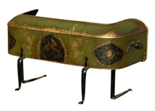 Load image into Gallery viewer, 19th C Antique Green &amp; Gilt Paint Tole Fireplace Warmer W/ Folk Art Paintings