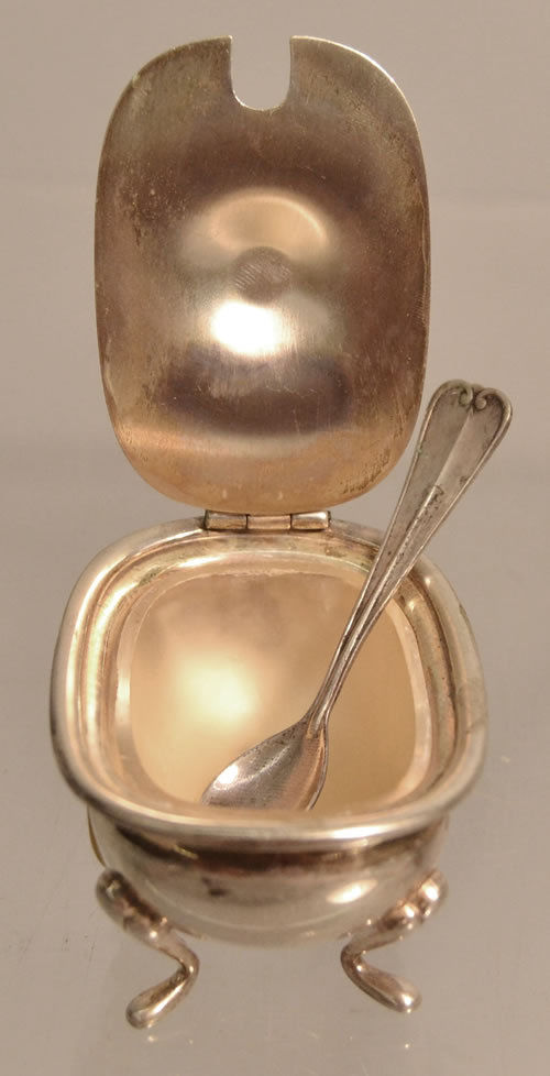 2 PAIR SILVER SALT CELLARS WITH SPOONS