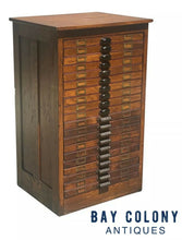 Load image into Gallery viewer, 19TH C ANTIQUE VICTORIAN OAK HAMILTON MFG CO TYPE MAKER / PRINTERS FILE CABINET