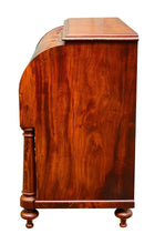Load image into Gallery viewer, 19TH C ANTIQUE FEDERAL PERIOD CLASSICAL MAHOGANY CYLINDER ROLL DESK