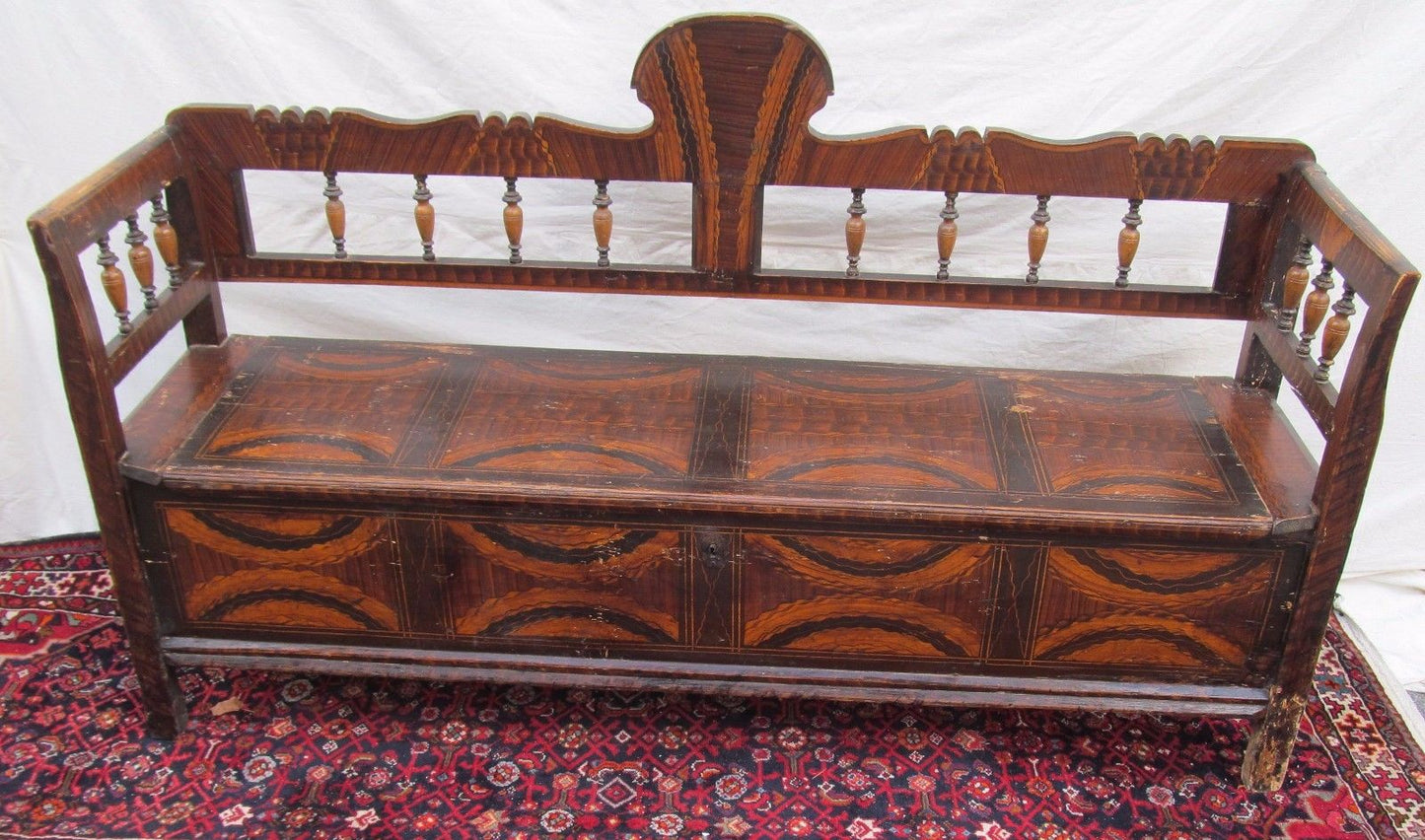 SUPERB EARLY 19TH CENTURY GRAIN PAINTED SETTLE BENCH-EXCEPTIONAL SPECIMEN-LOOK!