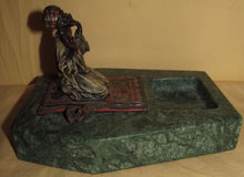 Load image into Gallery viewer, FRANZ BERGMAN AUSTRIAN COLD PAINTED BRONZE RING TRAY OF PRAYER ON ORIENTAL RUG