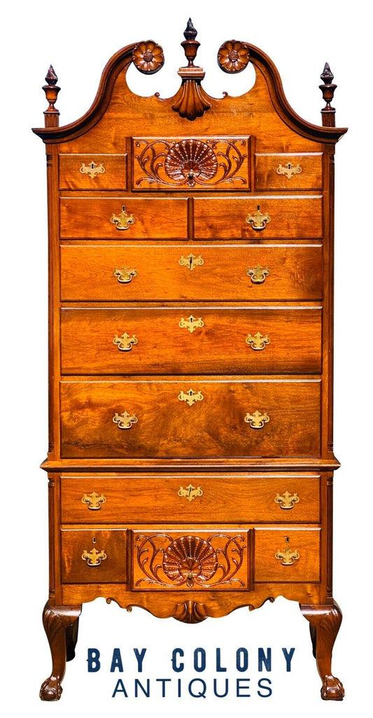 19TH C ANTIQUE WALNUT PHILADELPHIA CHIPPENDALE HIGHBOY DRESSER / CHEST ~ AFFLECK