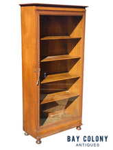 Load image into Gallery viewer, 19TH C ANTIQUE VICTORIAN OAK SINGLE DOOR GUILLOCHE CARVED BOOKCASE