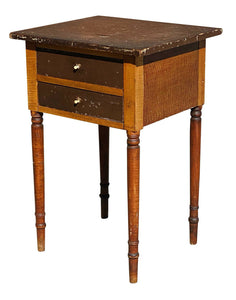 18th C Antique Federal Period Vermont Painted Work Table / Nightstand