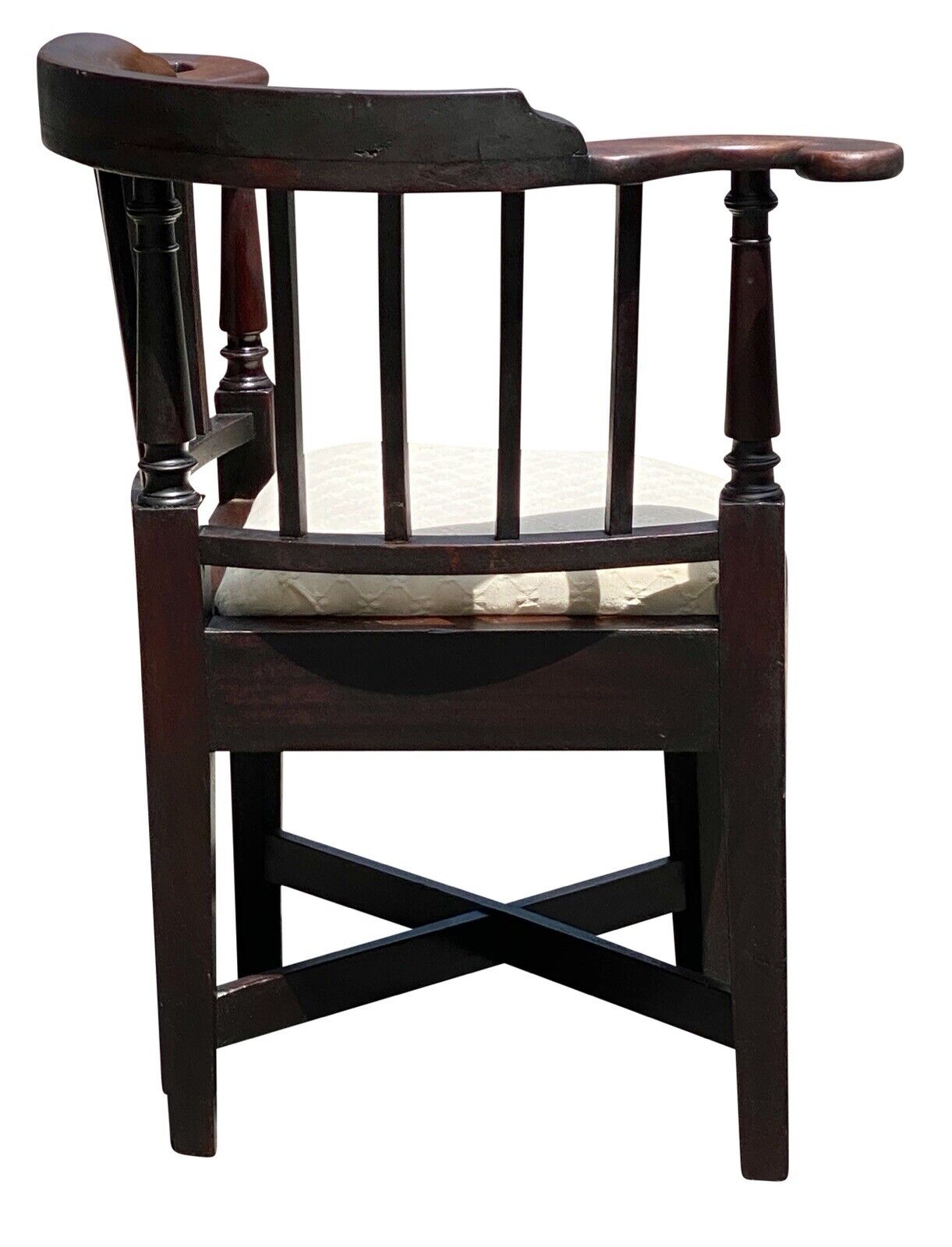 18th C Antique Queen Anne Boston Mahogany Corner Chair / Roundabout Chair