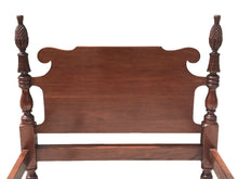 Load image into Gallery viewer, EARLY 20TH C CUSTOM MAHOGANY ANTIQUE SHERATON STYLE PINEAPPLE CARVED BED