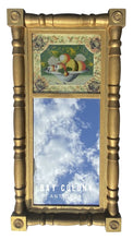 Load image into Gallery viewer, 19TH C ANTIQUE SHERATON GOLD GILT MIRROR W/ REVERSE PAINTED BASKET OF FRUIT