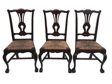 Load image into Gallery viewer, 20TH C SET OF 6 CHIPPENDALE ANTIQUE STYLE BALL &amp; CLAW DINING CHAIRS ~ RUSH SEATS
