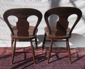 ANTIQUE WONDERFULLY PAINT DECORATED OHIO RIVER VALLEY SET OF FOUR CHAIRS